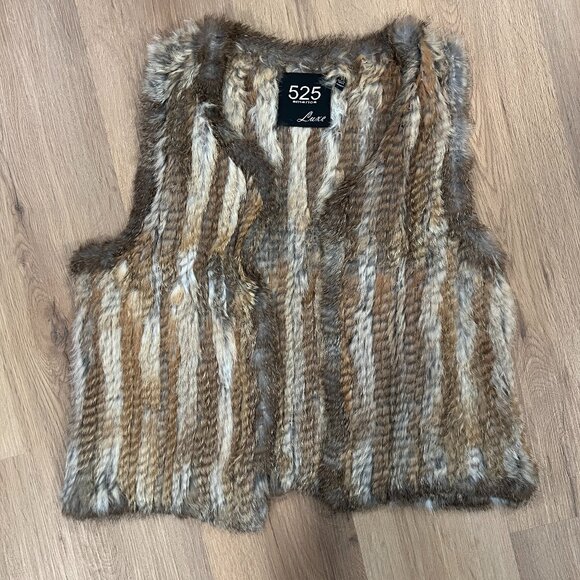 525 America Luxe 100% Rabbit Real Fur Vest Size Large - Picture 3 of 6